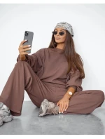 Dámský komplet s vaflovou strukturou v barvě cappuccino - mikina a kalhoty (821108)