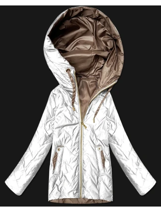 Pikowana kurtka damska z kapturem Goodlookin biała (B8596-26)