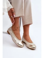 Zazoo 2890 Kožené baleríny Zlaté Ošoupané