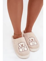 Dámské papuče s kožíškem a motivem medvídka – béžové Noralie
