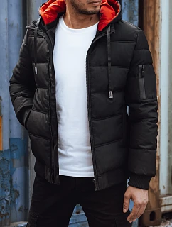 Pánská zimní prošívaná bunda s kapucí, černá, FashionStreet TX4828
