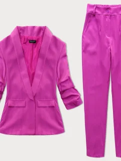 Dámský kalhotový kostým ve fuchsijové barvě (X22-356X)
