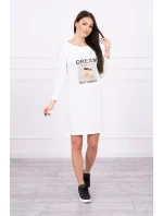 Šaty s potiskem Dream ecru Šaty s potiskem Dream ecru
