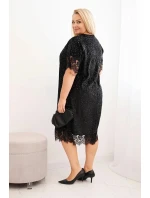 Dámská Plus Size šaty s flitry a krajkovým zakončením černá Dámská Plus Size šaty s flitry a krajkovým zakončením černá
