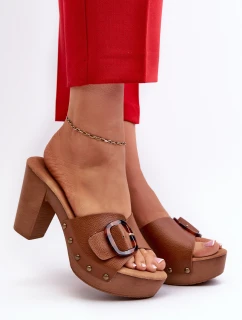 Dámské klínové sandály s prstencem hnědé Betinna