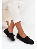 Dámské mokasyny s třásněmi a mašlí černé Olivianne