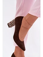 Lodičky z eko semiše na ozdobném sloupku Sergio Leone PB414 Hnědé