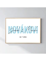 Personalizovaný magický fotoobraz v rámu - 50x70 - jména novomanželů Personalizovaný magický fotoobraz v rámu - 50x70 - jména novomanželů