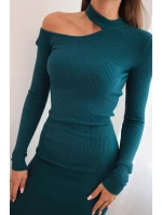 Dámské šaty z úpletu s dlouhým rukávem a asymetrickým výstřihem ZS3039 34956 mořská - Kesi Dámské šaty z úpletu s dlouhým rukávem a asymetrickým výstřihem ZS3039 34956 mořská - Kesi