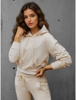 FashionStreet dámská krémová mikina s kapucí BY1536 FashionStreet dámská krémová mikina s kapucí BY1536