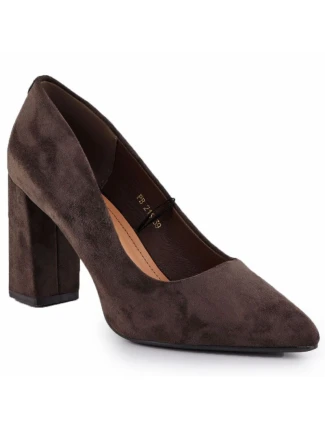 Čokoládové semišové lodičky na jehlovém podpatku Sergio Leone PB216
