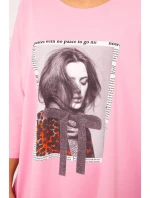 Šaty s potiskem a rozšířeným spodním dílem světle růžové