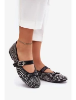 Zdobené baleríny s mašlí a páskem černé Zdivisa