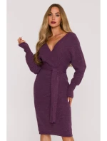 M810 Svetrové šaty s véčkovým výstřihem - heather