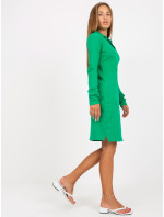 Zelené jednoduché basic šaty s výstřihem do V RUE PARIS