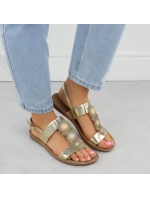 Dámské ploché sandály se zlatou ozdobou Filippo DS6882