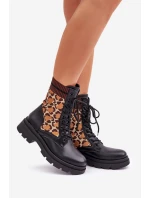 Dámské Botky Workery Se Ponožkou V Leopardím Černé Penthis