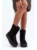 Černé dámské boty do sněhu Abrams s kožíškem