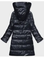 Tmavě modrá vypasovaná dámská metalická zimní bunda Rosse Line (7227)