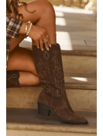 Semišové Dámské Kopytové Boty Na Podpatku Hnědé Karira Semišové Dámské Kopytové Boty Na Podpatku Hnědé Karira