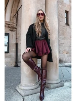 Dámské kozačky na jehlovém podpatku s páskem bordó Lisanne