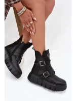 Dámské kotníkové boty s pásky a přezkami Vinceza – černé
