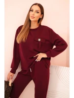 Komplet dámský máslový mikina a kalhoty s gumou slivkový Komplet dámský máslový mikina a kalhoty s gumou slivkový