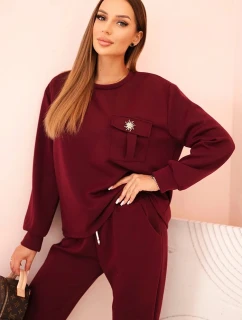 Komplet dámský máslový mikina a kalhoty s gumou slivkový