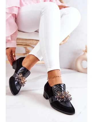 Semišové Boty S Dekorací černým Davine