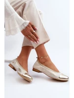 Zazoo 2890 Kožené baleríny Zlaté Ošoupané