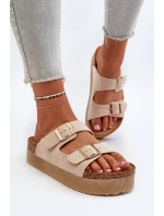 Dámské žabky na platformě s přezkami béžové Lolpey Dámské žabky na platformě s přezkami béžové Lolpey