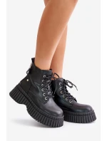 Zateplené kožené botky s masivní podrážkou GOE OO2N4126 černé