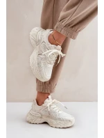 Dámské Tenisky S Odrbanými Na Platformě Béžové Seladwen