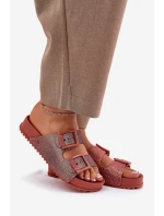 Voňavé Dámské Pantofle S Brilanty A Sponami Růžové ZAXY RR285025