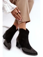 Dámské zdobené kovbojské boty na vysokém podpatku černá Eleduana