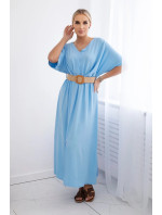 Rozšířené šaty s páskem modrý