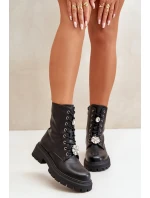 Dámské Eko Kožené Pracovní Boty S Připínáčky Černé Kristines