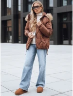 Dámská prošívaná zimní bunda s kapucí FashionStreet hnědá TY5231