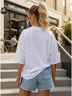 Dámské bavlněné tričko oversize s potiskem, bílé, FashionStreet NX9004RY Dámské bavlněné tričko oversize s potiskem, bílé, FashionStreet NX9004RY