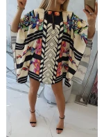 Netopýří šaty s vázáním v pase ecru Netopýří šaty s vázáním v pase ecru