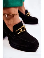 Semišové lodičky s ozdobným řetízkem Laura Messi 2444 černá