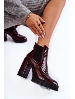 Lakované boty Hadí vzor na sloupku Burgundy Eldey