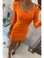 Šaty s výstřihem na knoflíky oranžové barvy