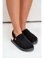 Dámské Pantofle Na Platformě Zateplené Kožíškem Typu Beránek Černé Sanilora