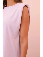 Dámský komplet z viskózy bez rukávů a rovnými kalhotami světle fialový