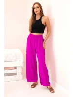 Kalhoty se širokými nohavicemi tmavě fialová