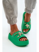Dámské lehké pěnové žabky s ozdobami zelené Orchia