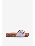 Dámské Pantofle S Přezkou Na Korek Plošině Fialové Zavira