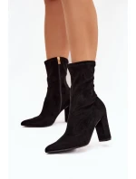 Dámské kotníkové boty na podpatku s proševy černé Rosivelle