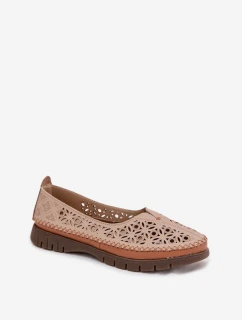 Dámské Ažurové Baleríny z Přírodní Kůže Sergio Leone SP-006 Růžové